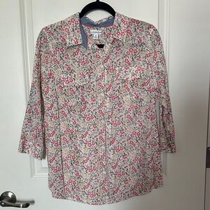 Croft & Barrow Pink Floral Button-Up Shirt